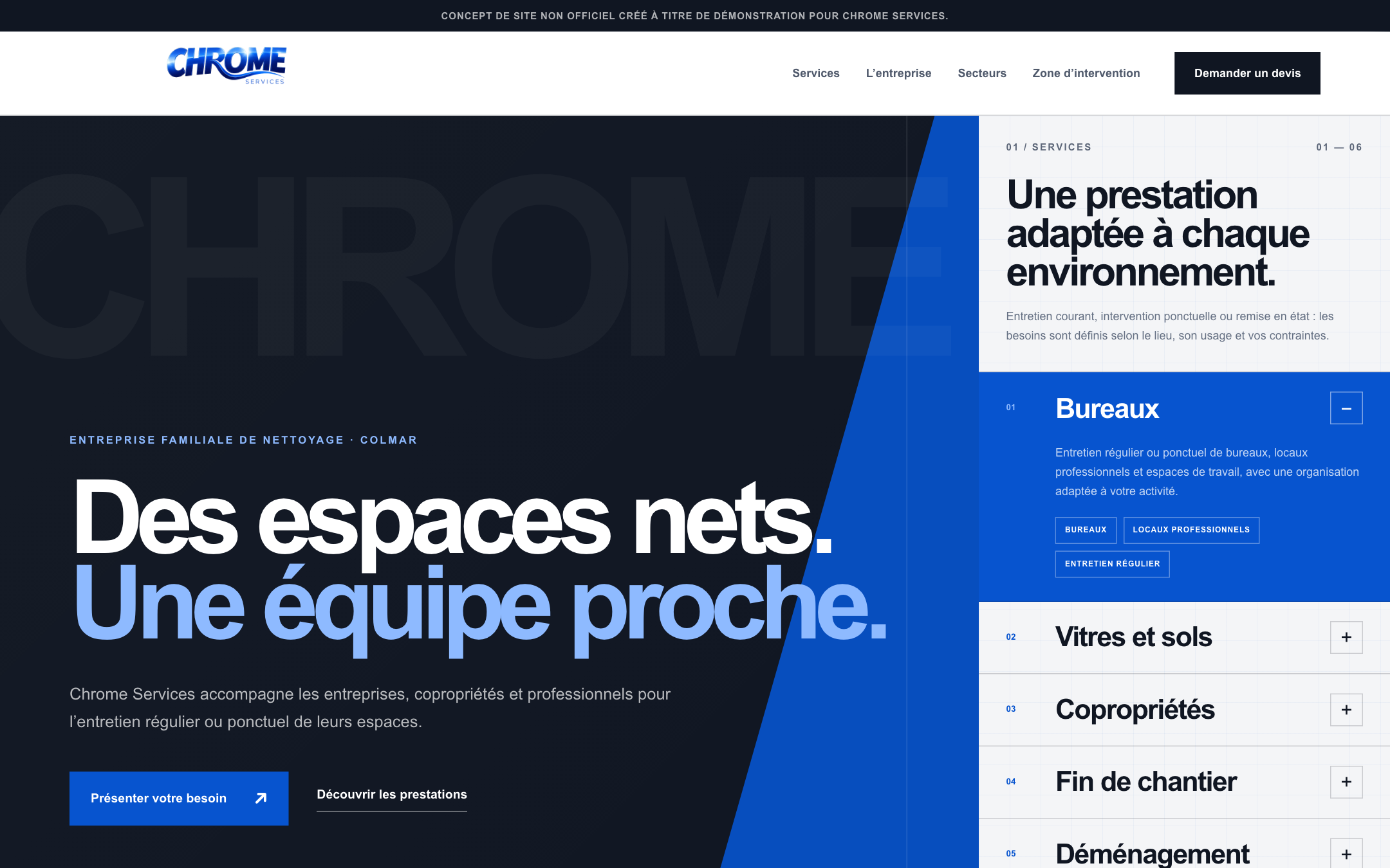 Aperçu du site — Chrome Services