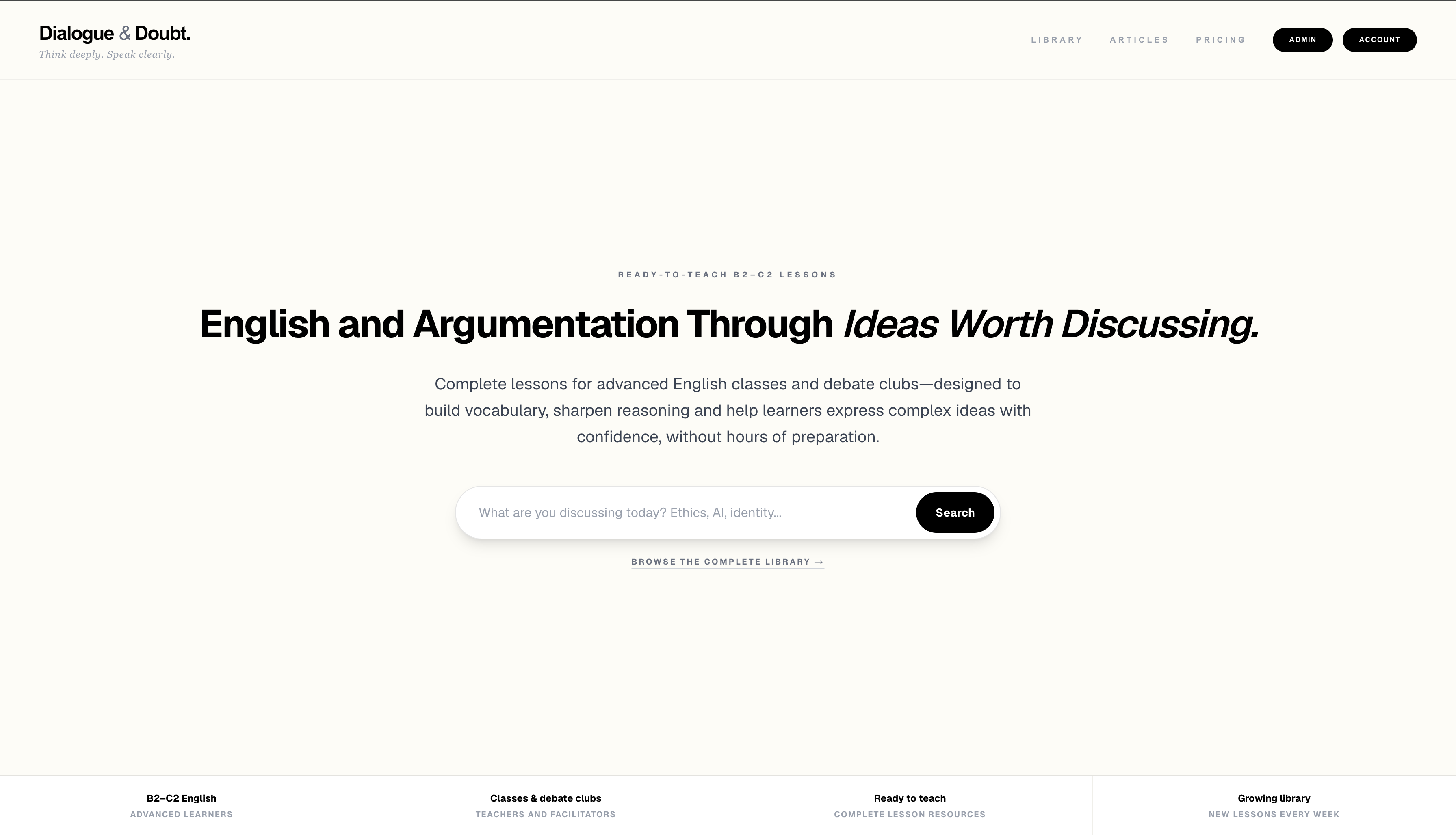 Aperçu du site — Dialogue & Doubt