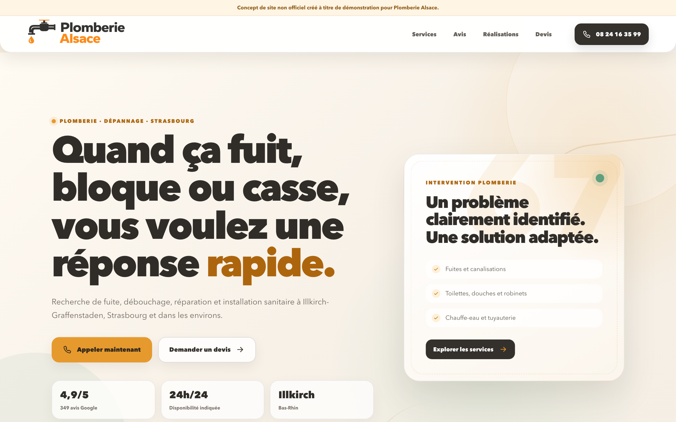 Aperçu du site — Plomberie Alsace